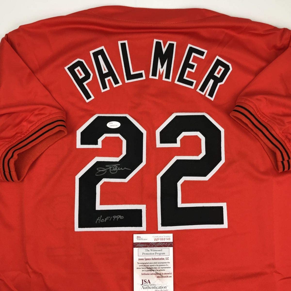 autographed-signed-jim-palmer-hof-1990-baltimore-orange-baseball-jersey-jsa-coa