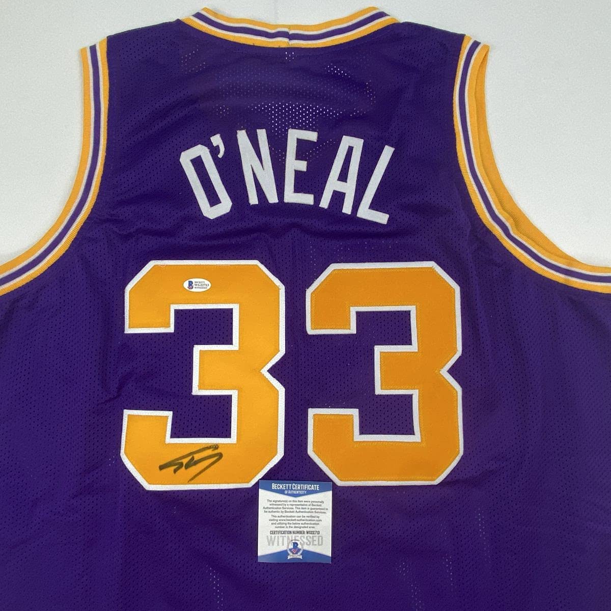 autographed-signed-shaquille-shaq-oneal-lsu-purple-basketball-jersey-beckett-bas-coa
