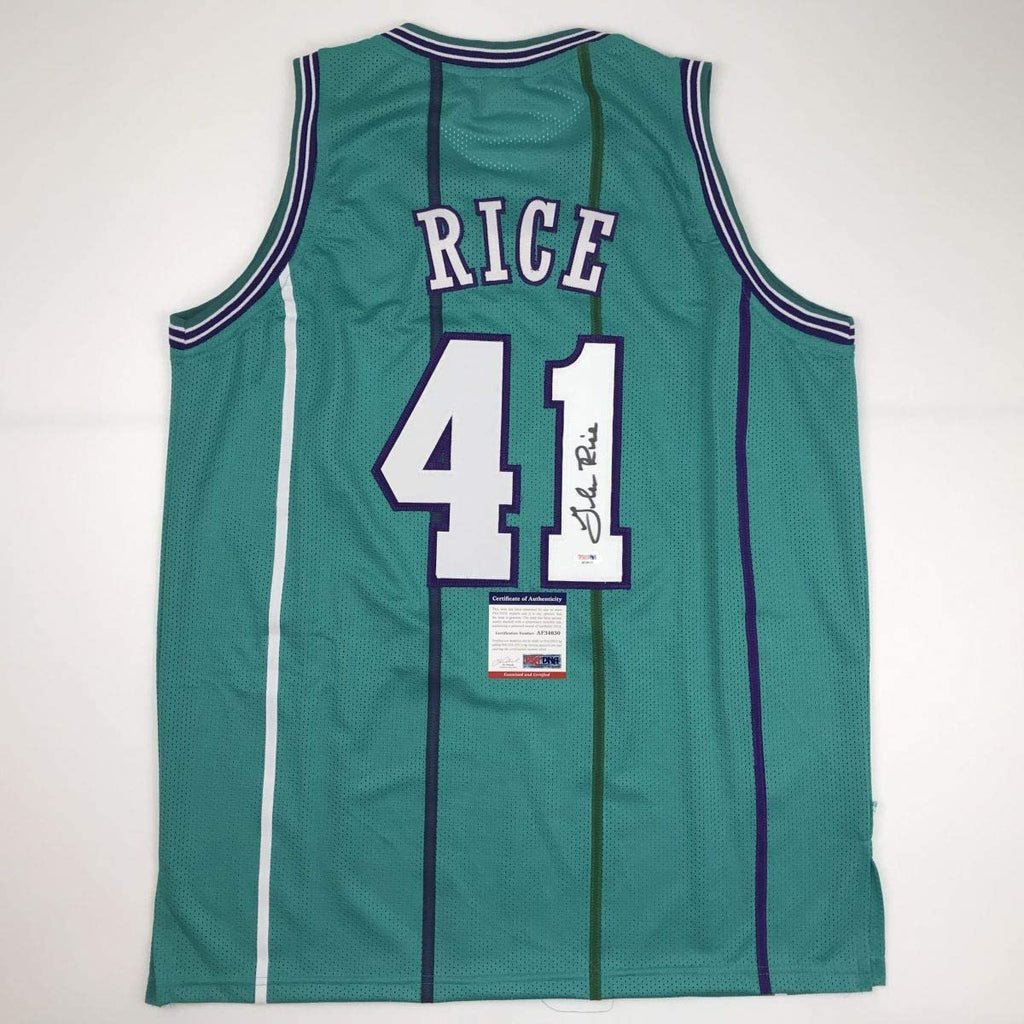 autographed-signed-glen-rice-charlotte-teal-basketball-jersey-psa-dna-coa