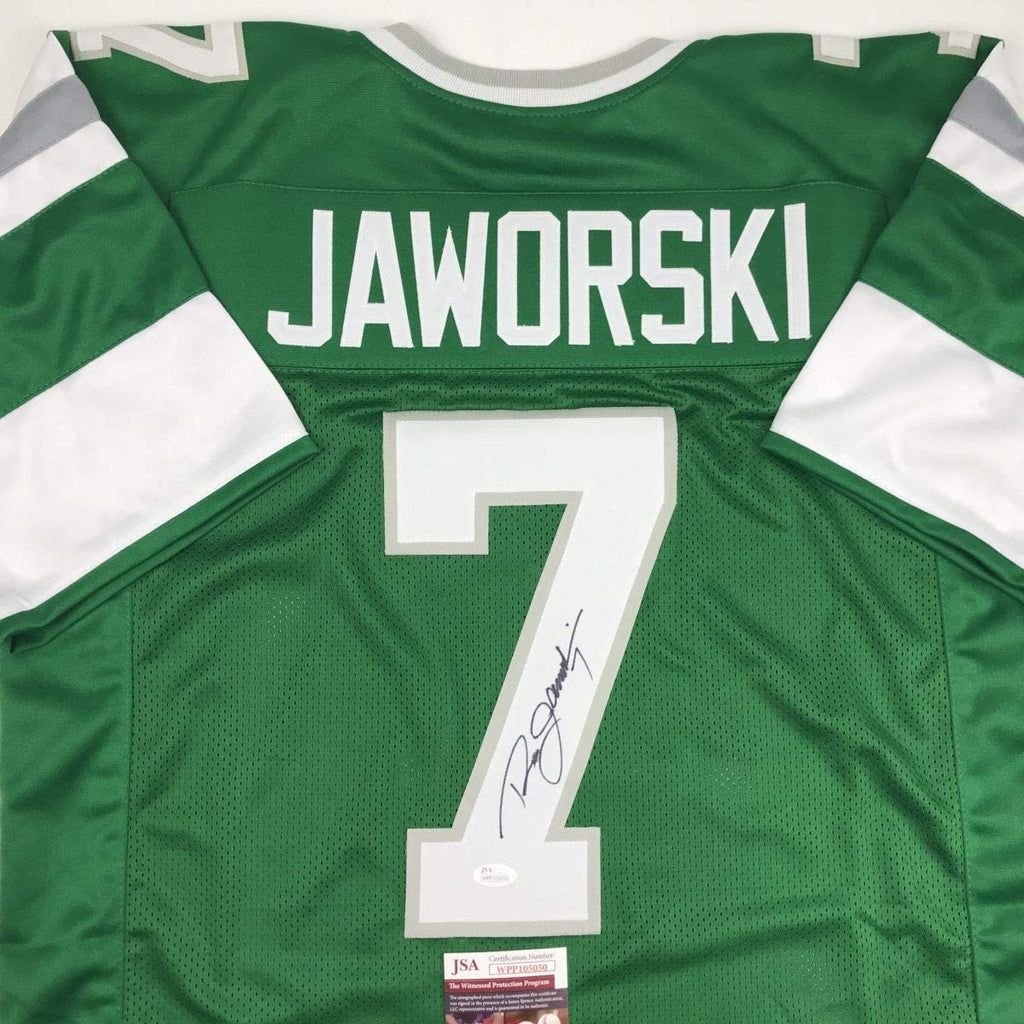 autographed-signed-ron-jaworski-philadelphia-green-football-jersey-jsa-coa