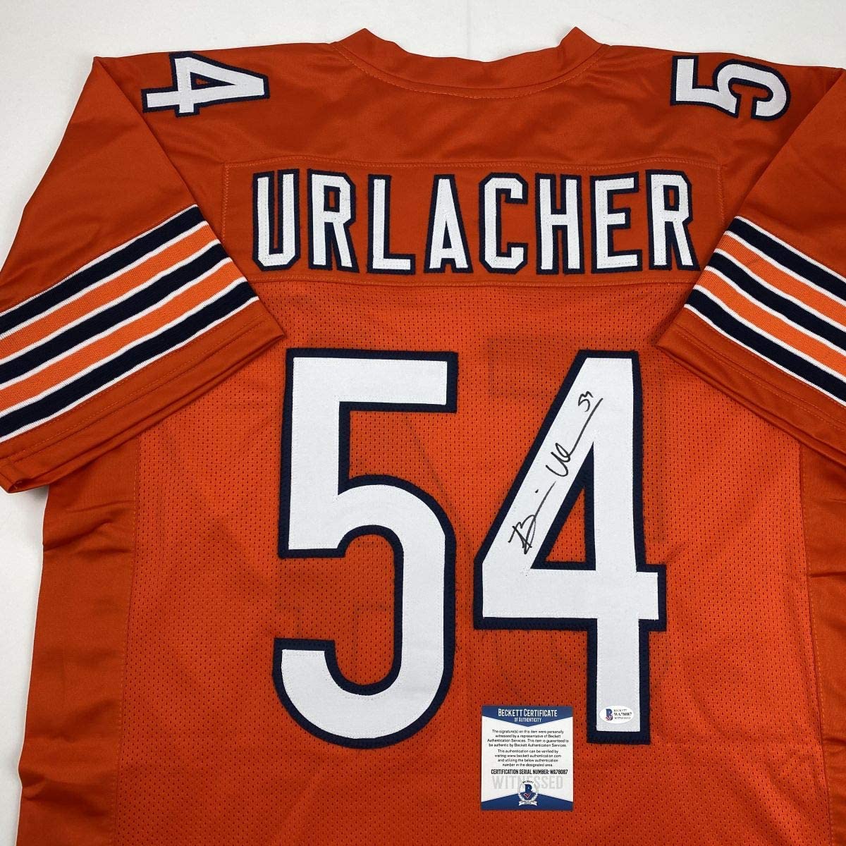autographed-signed-brian-urlacher-chicago-orange-football-jersey-beckett-bas-coa