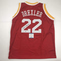 autographed-signed-clyde-drexler-houston-red-basketball-jersey-beckett-bas-coa