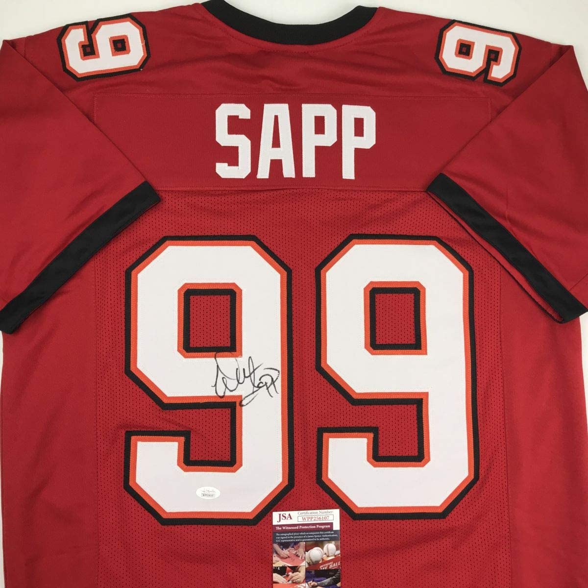 autographed-signed-warren-sapp-tampa-bay-red-football-jersey-jsa-coa