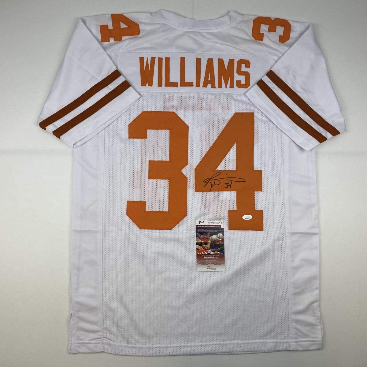autographed-signed-ricky-williams-texas-white-college-football-jersey-jsa-coa