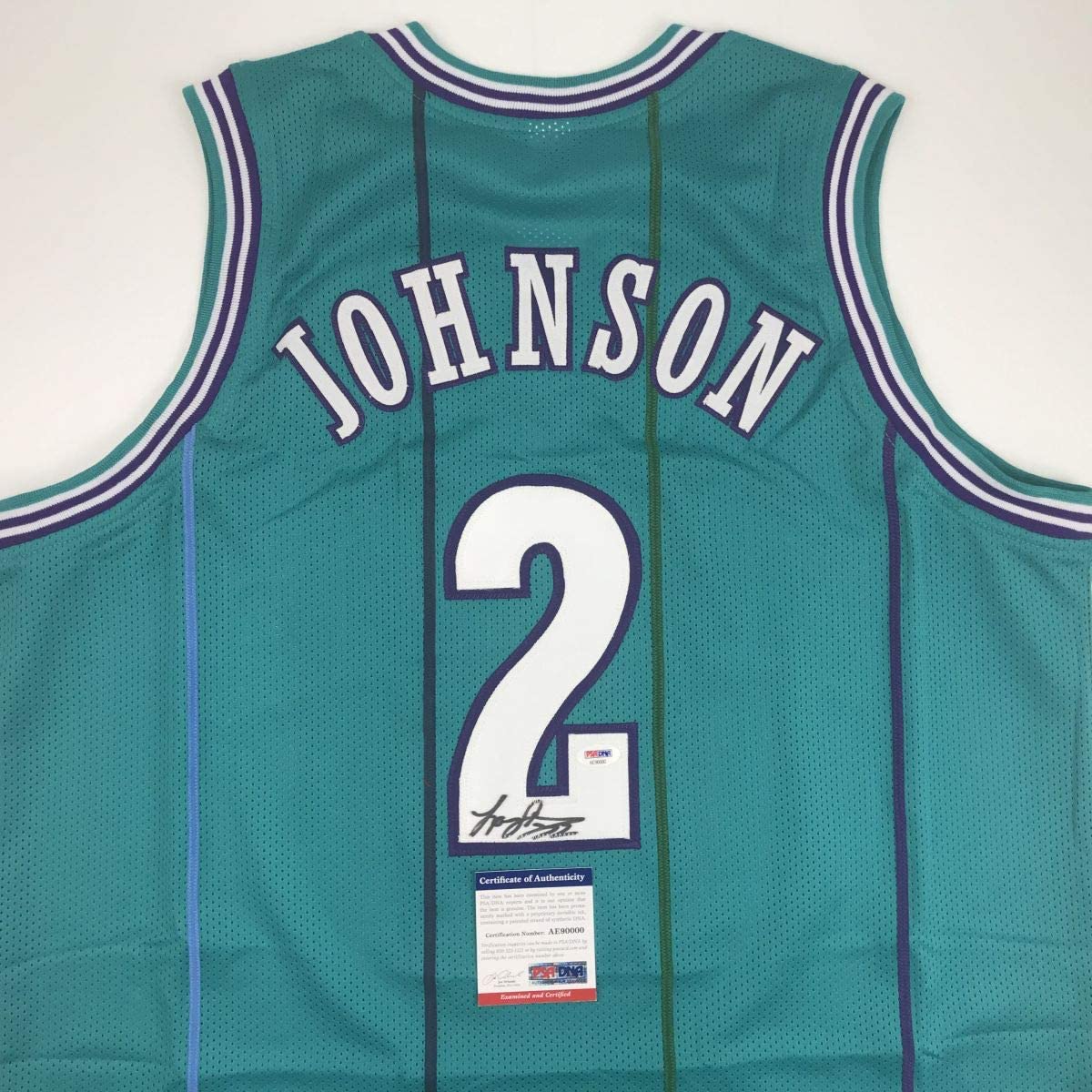 autographed-signed-larry-johnson-charlotte-teal-basketball-jersey-psa-dna-coa