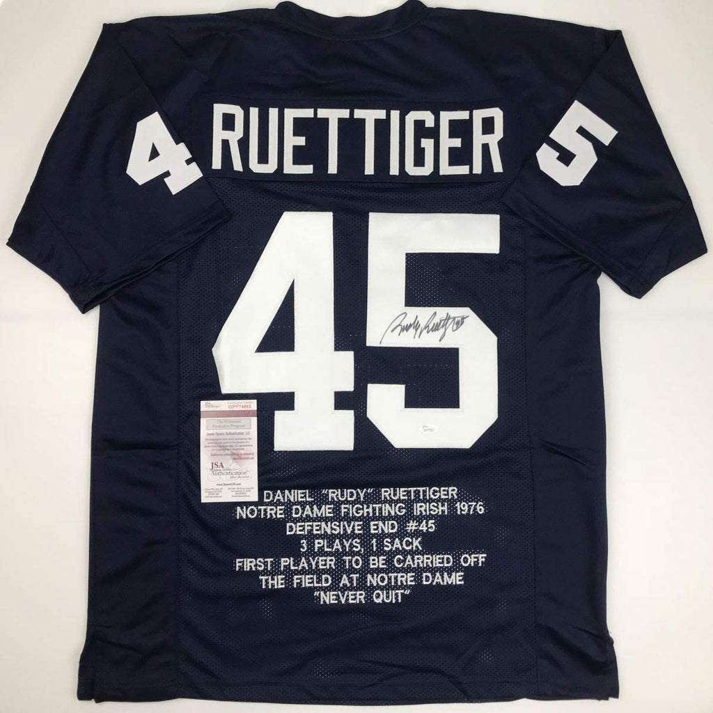 autographed-signed-rudy-ruettiger-notre-dame-blue-stat-college-football-jersey-jsa-coa