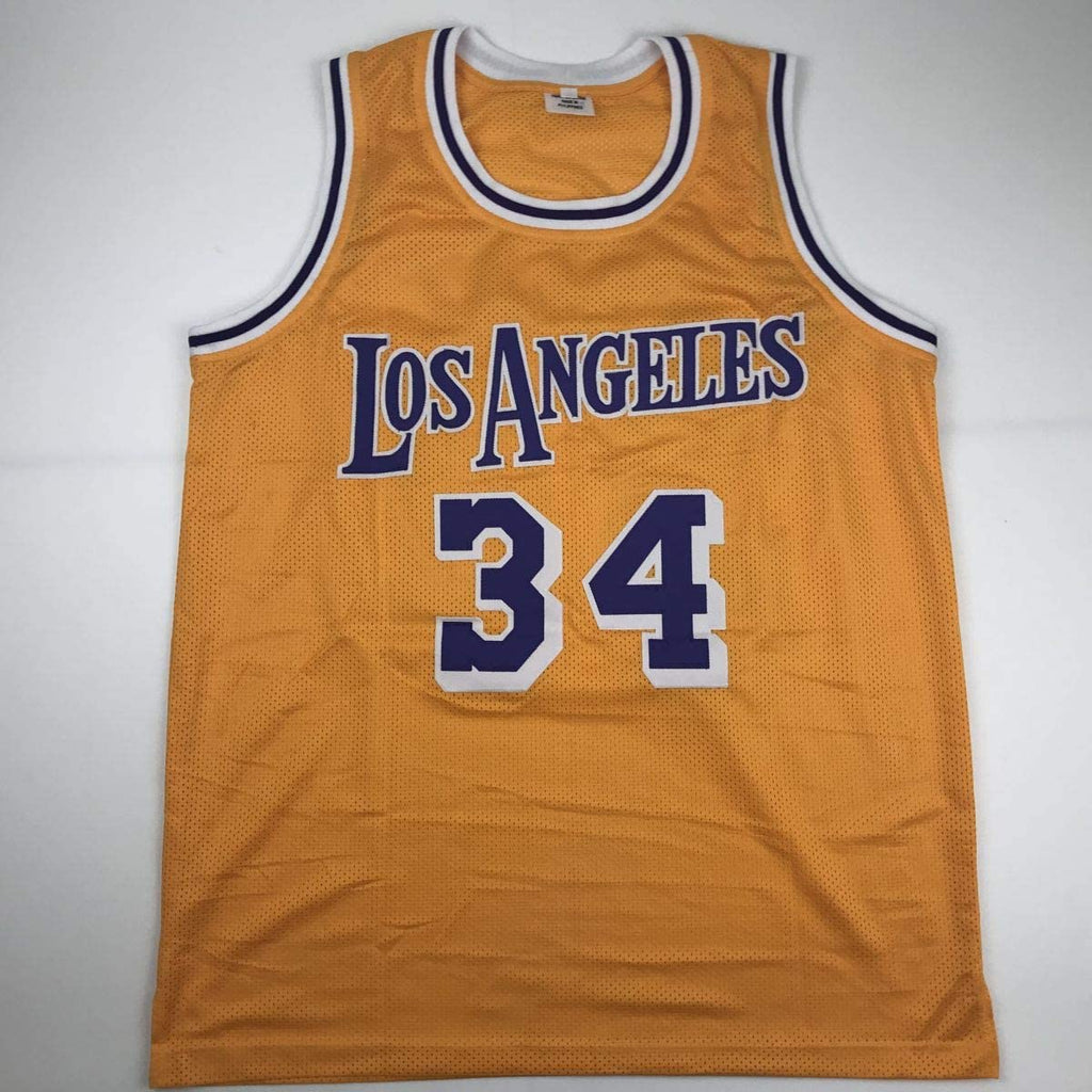 autographed-signed-shaquille-shaq-oneal-los-angeles-la-yellow-basketball-jersey-beckett-bas-coa-1