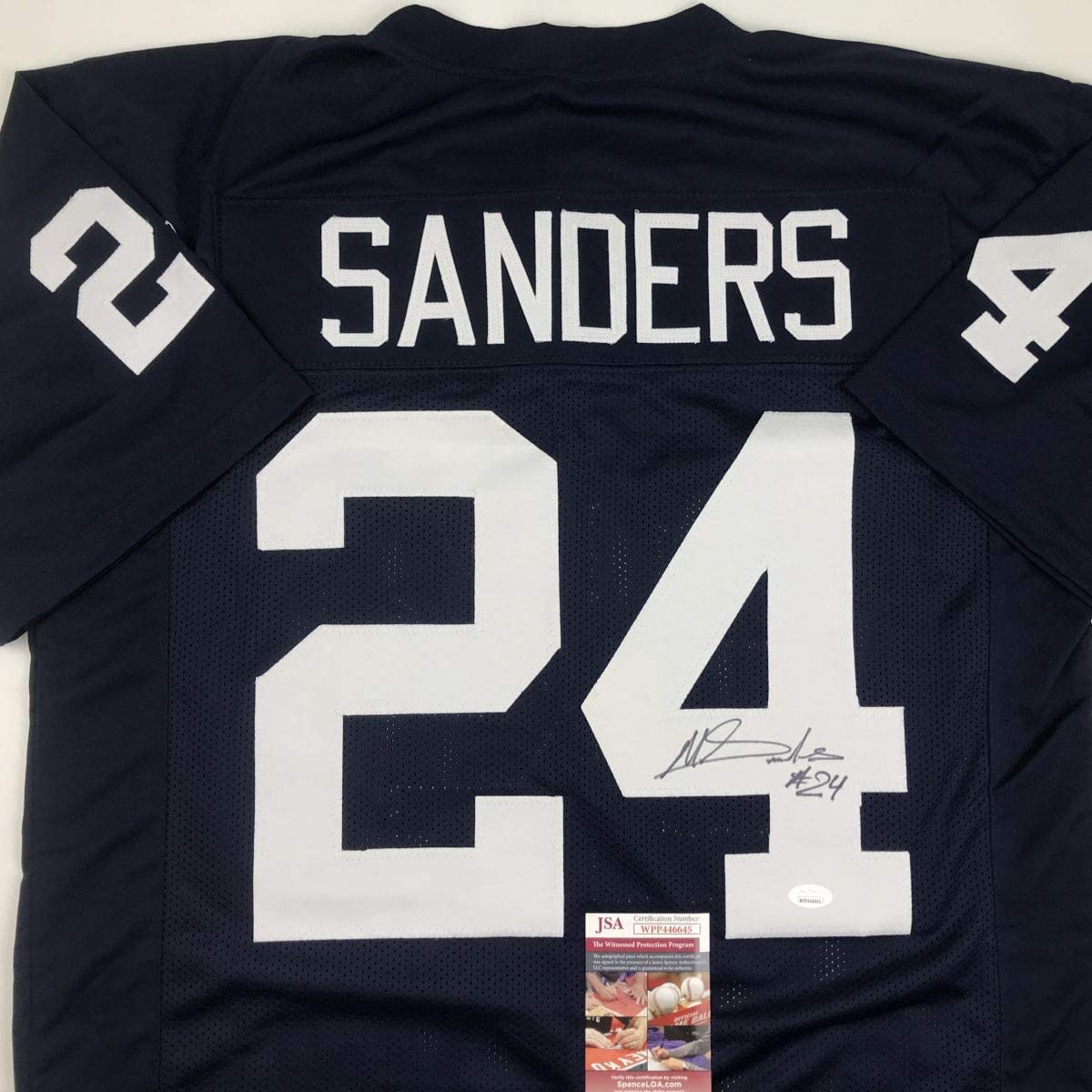 autographed-signed-miles-sanders-penn-state-blue-college-football-jersey-jsa-coa