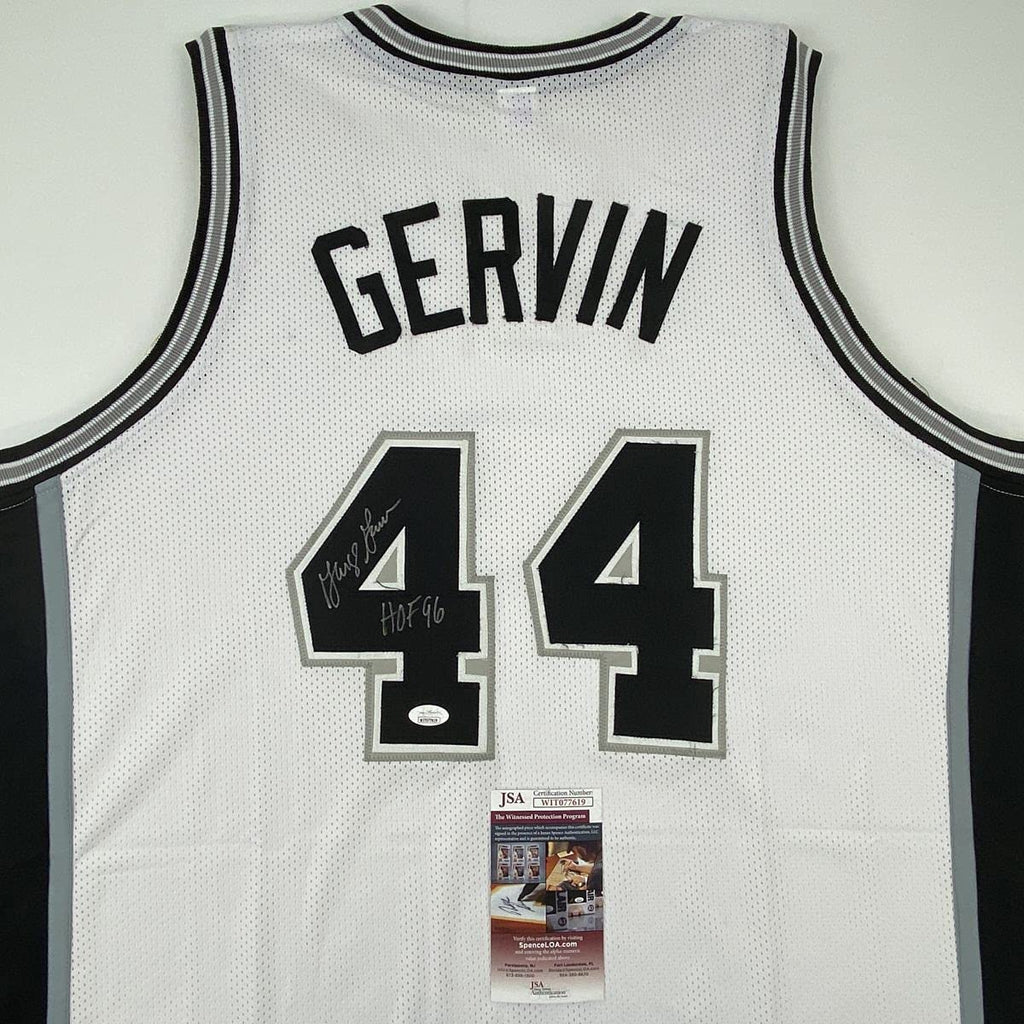 autographed-signed-george-gervin-hof-96-san-antonio-white-basketball-jersey-jsa-coa
