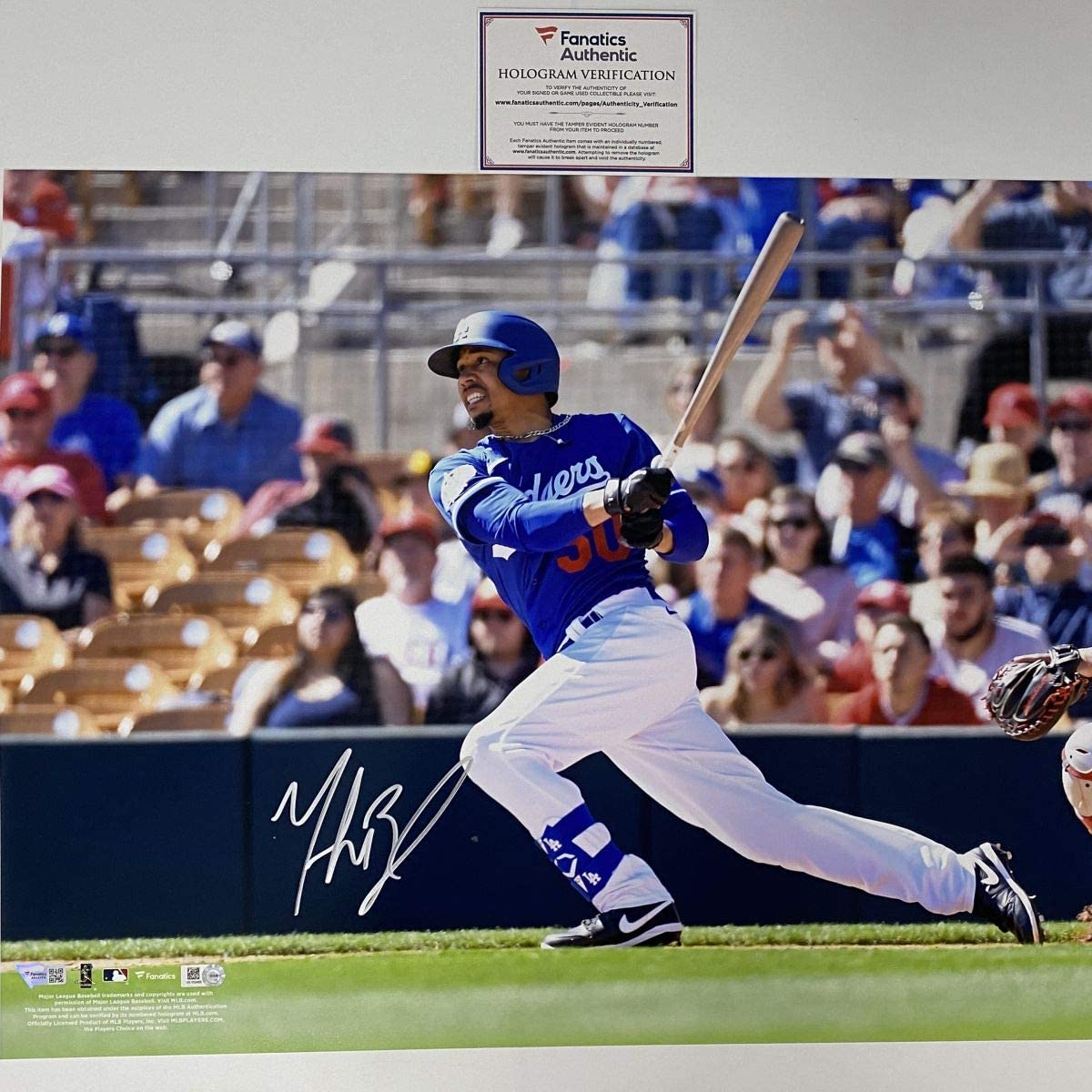autographed-signed-mookie-betts-los-angeles-la-dodgers-16x20-baseball-photo-fanatics-coa