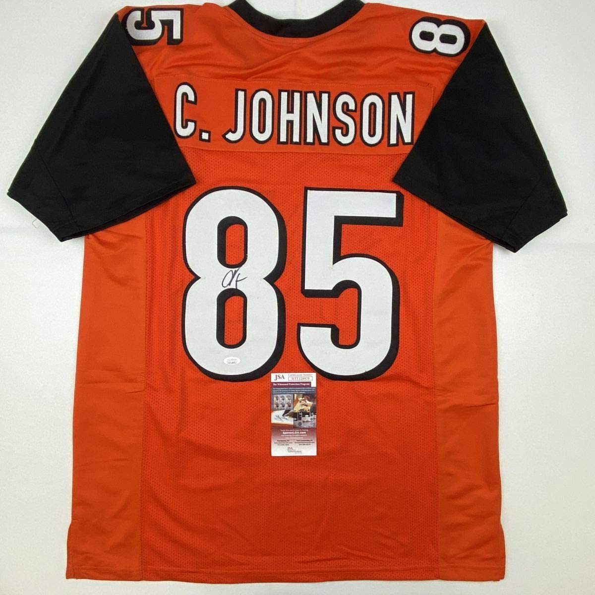 autographed-signed-chad-johnson-ochocinco-cincinnati-orange-football-jersey-jsa-coa
