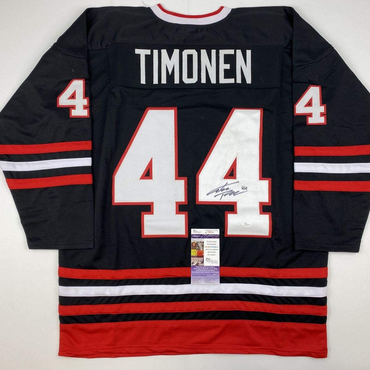 autographed-signed-kimmo-timonen-chicago-black-hockey-jersey-jsa-coa