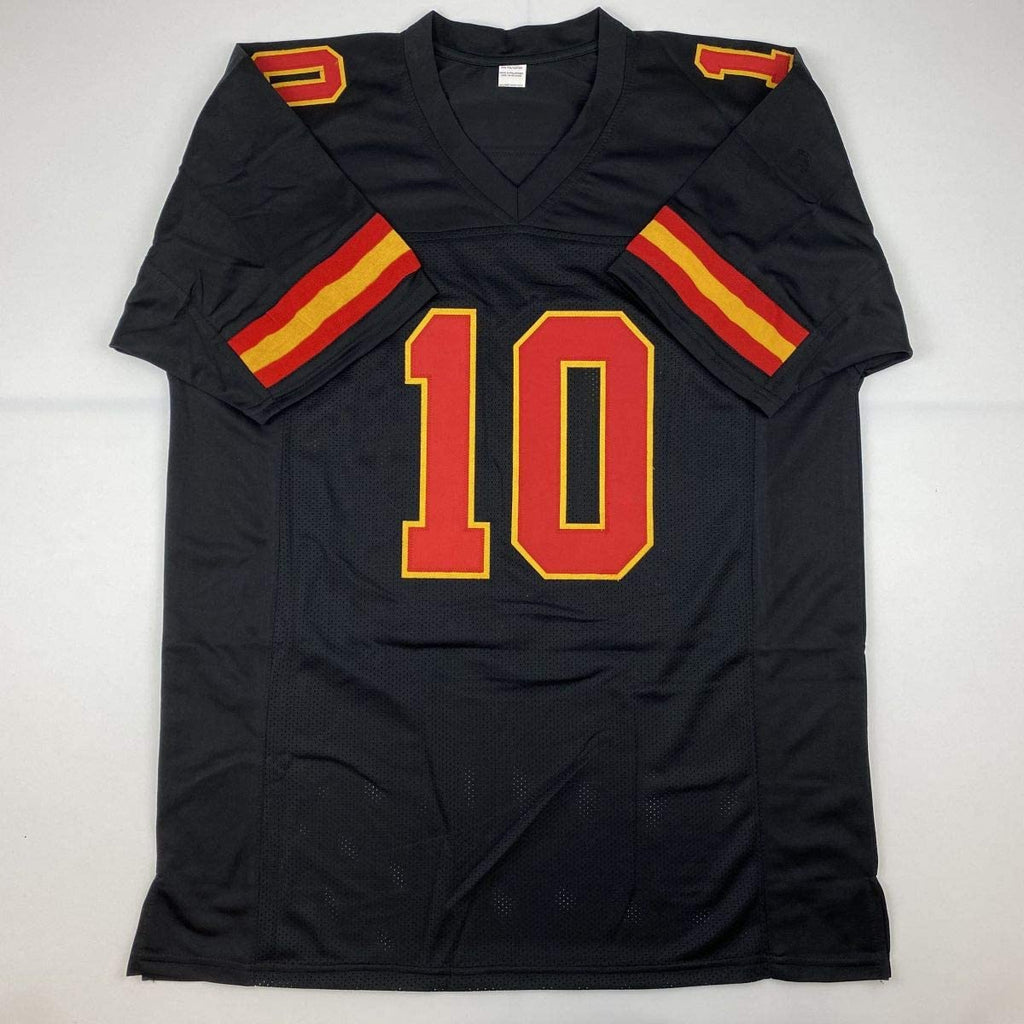 autographed-signed-tyreek-hill-kansas-city-black-football-jersey-jsa-coa