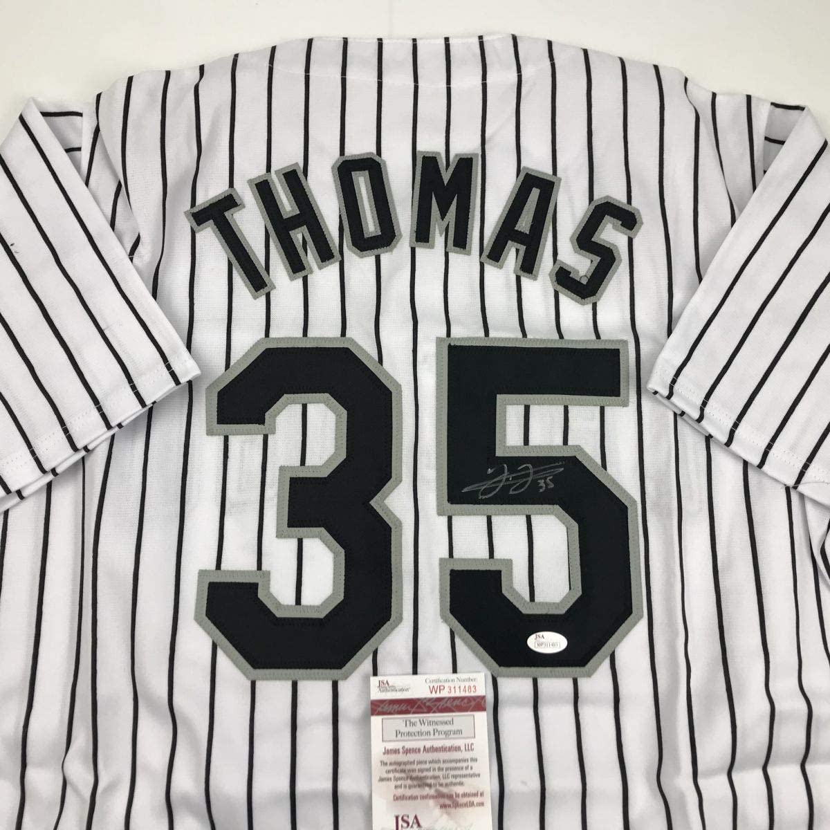 autographed-signed-frank-thomas-chicago-pinstripe-baseball-jersey-jsa-coa