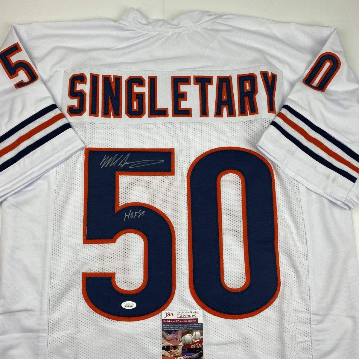 autographed-signed-mike-singletary-hof-98-chicago-white-football-jersey-jsa-coa