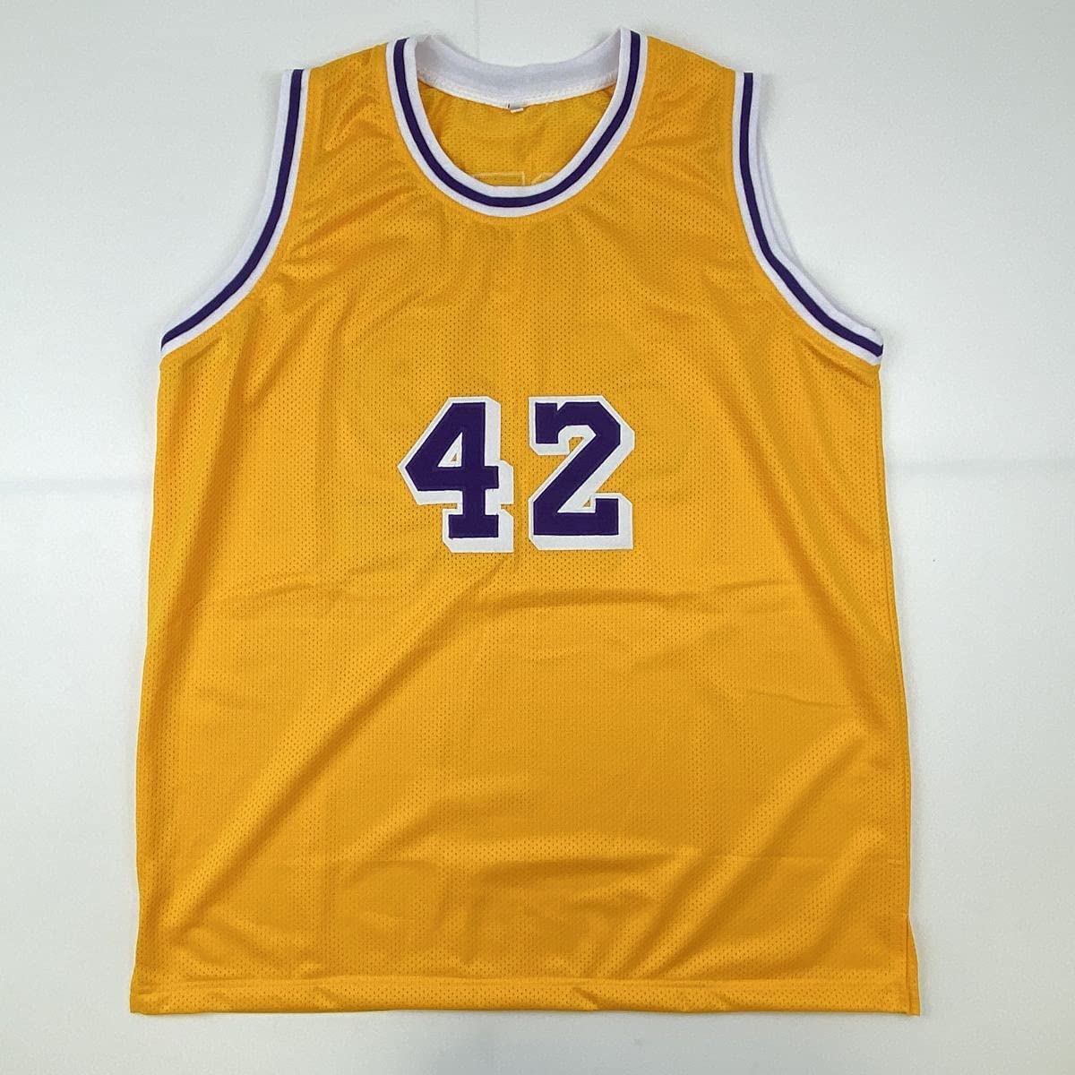autographed-signed-james-worthy-los-angeles-la-yellow-basketball-jersey-beckett-bas-coa