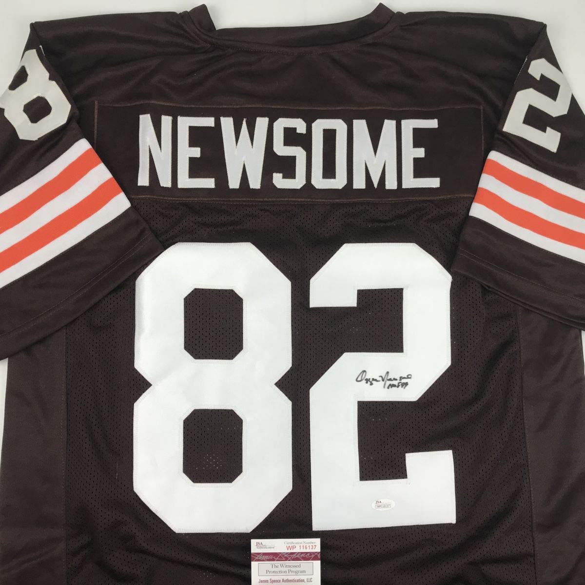 autographed-signed-ozzie-newsome-hof-99-cleveland-football-brown-jersey-jsa-coa