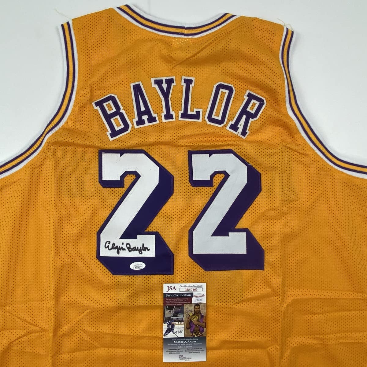 autographed-signed-elgin-baylor-los-angeles-la-yellow-basketball-jersey-jsa-coa