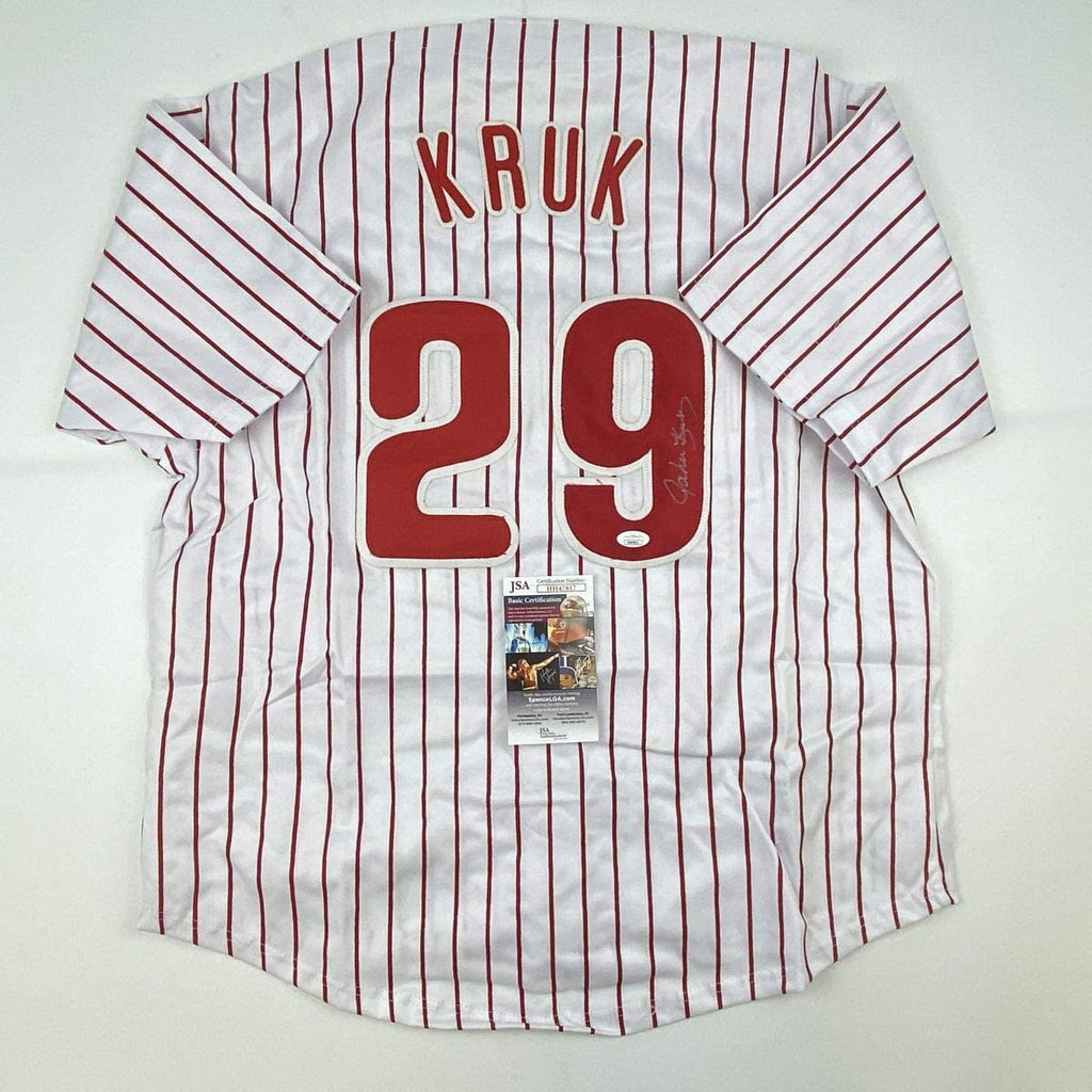 autographed-signed-john-kruk-philadelphia-pinstripe-baseball-jersey-jsa-coa