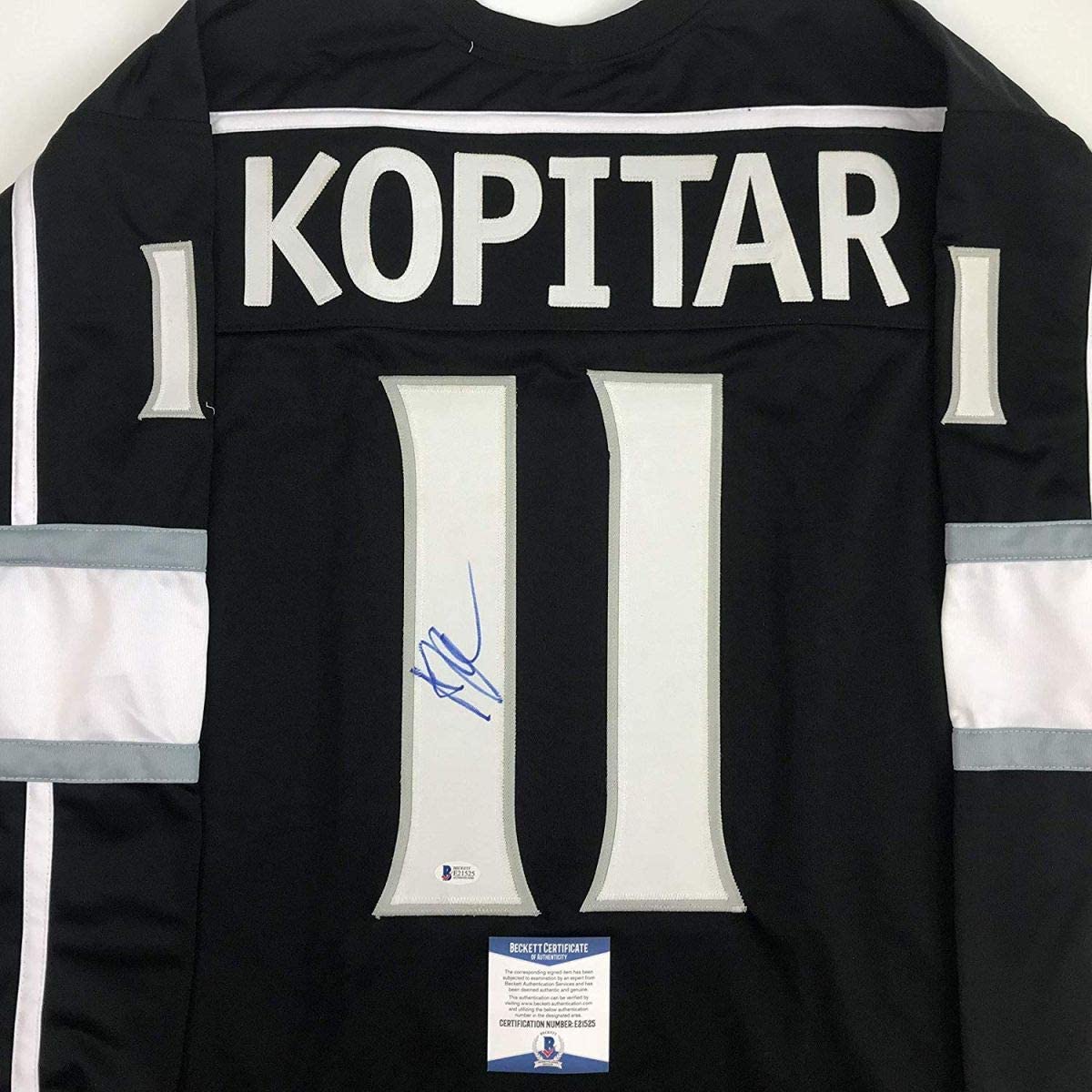 autographed-signed-anze-kopitar-los-angeles-la-black-hockey-jersey-beckett-bas-coa