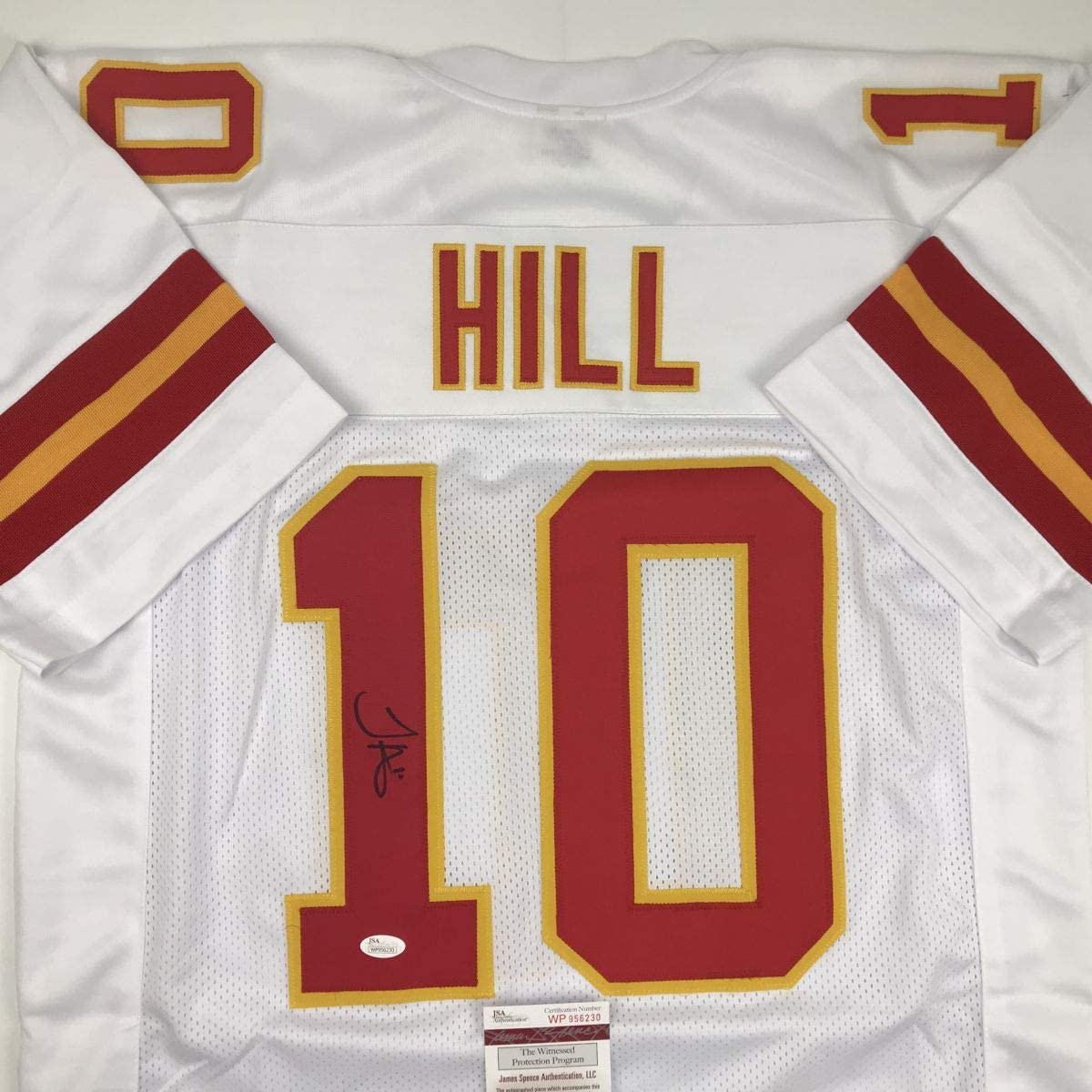 autographed-signed-tyreek-hill-kansas-city-white-football-jersey-jsa-coa