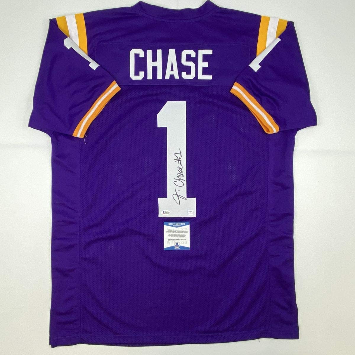 autographed-signed-jamarr-chase-lsu-purple-college-football-jersey-beckett-bas-coa