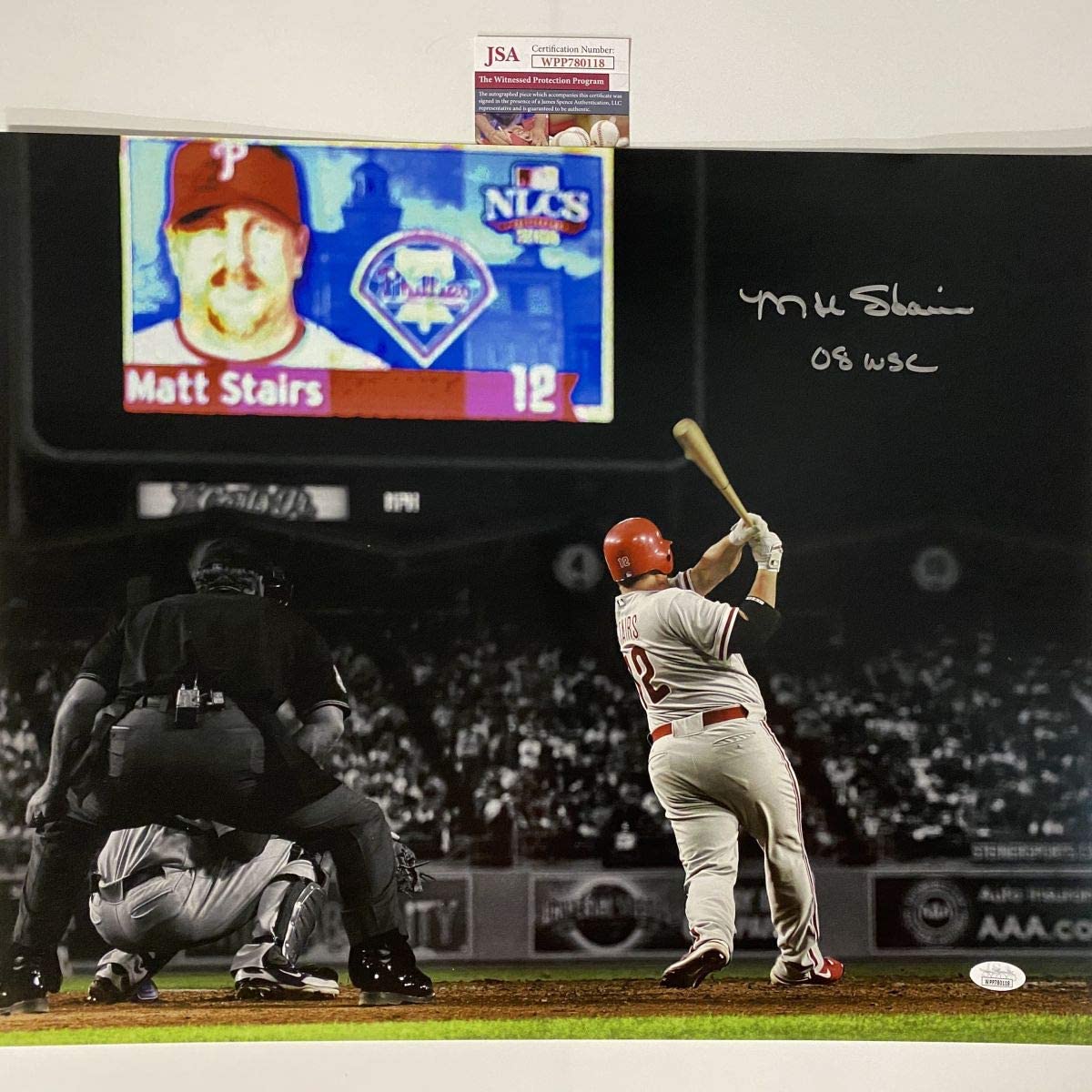 autographed-signed-matt-stairs-08-wsc-moon-shot-philadelphia-phillies-16x20-baseball-photo-jsa-coa