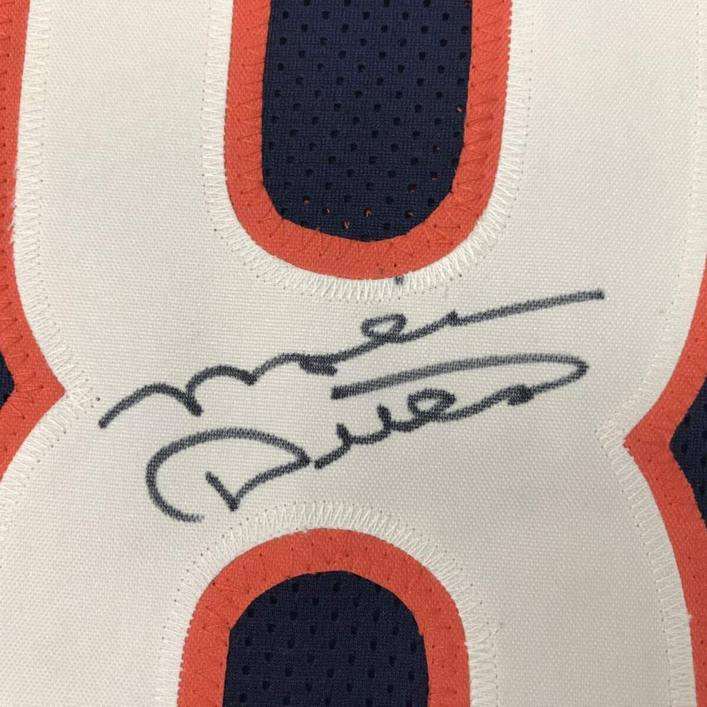 Framed Autographed/Signed Mike Ditka 35x39 Chicago Blue Stat Football Jersey JSA COA