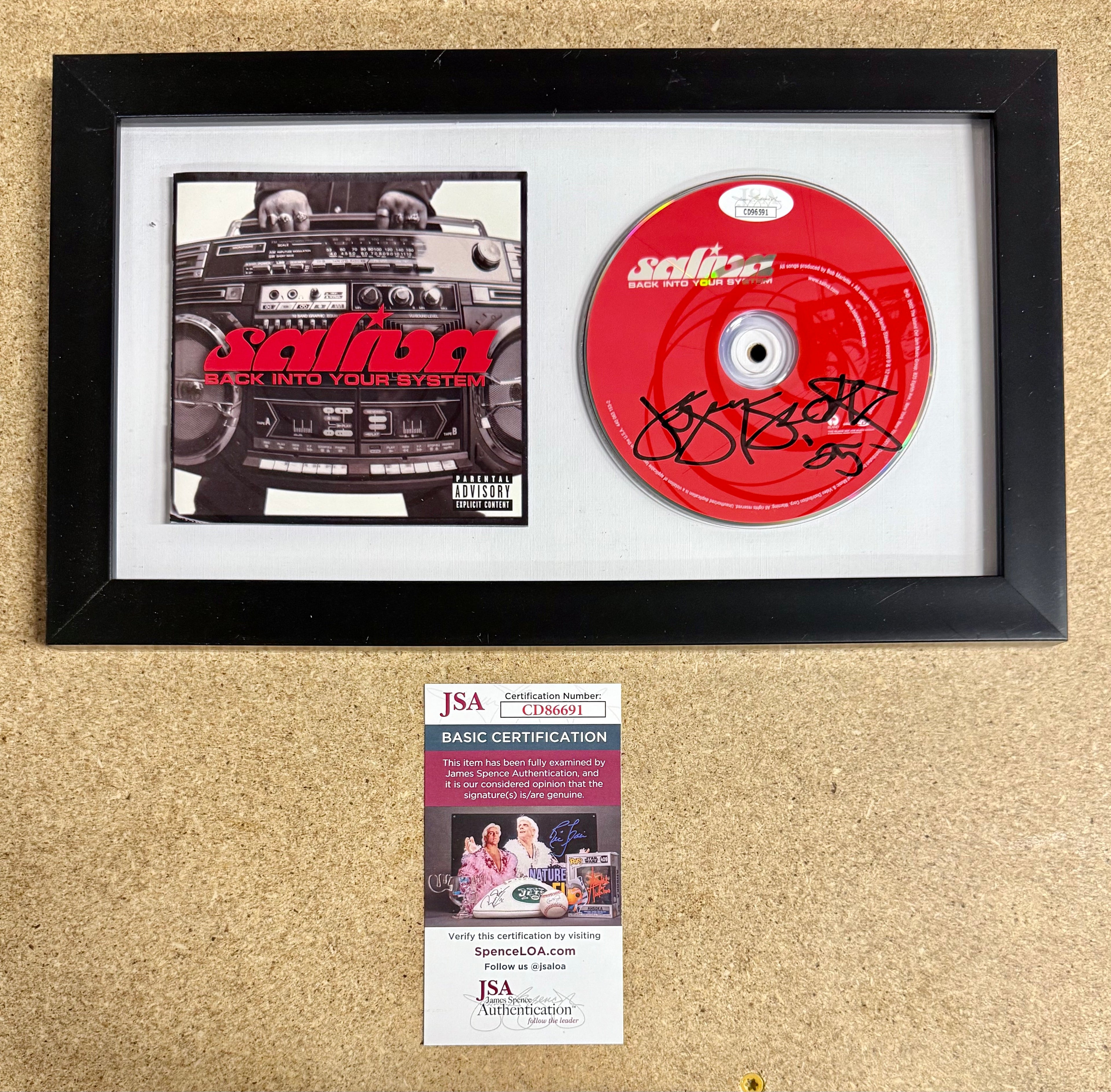 Josey Scott Signed Saliva Back Into Your System” (2002) Framed CD With JSA COA