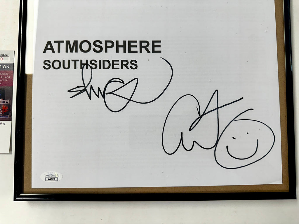 atmosphere-slug-ant-signed-framed-southsiders-vinyl-insert-with-jsa-coa