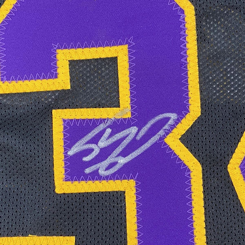 autographed-signed-shaquille-shaq-oneal-los-angeles-la-black-basketball-jersey-jsa-coa