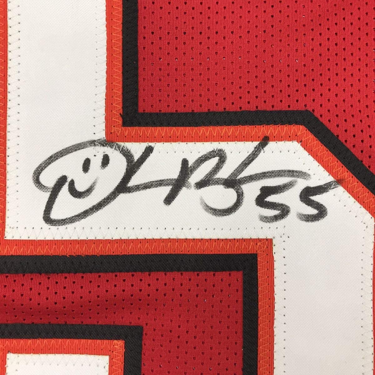 autographed-signed-derrick-brooks-tampa-bay-red-football-jersey-jsa-coa