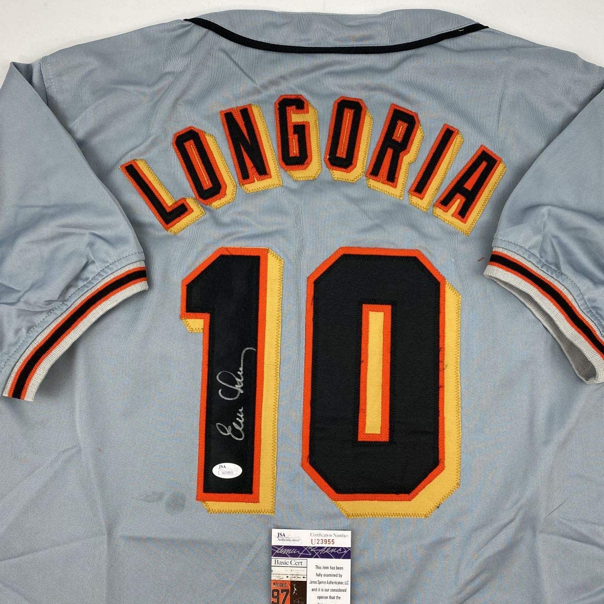 autographed-signed-evan-longoria-san-francisco-grey-baseball-jersey-jsa-coa