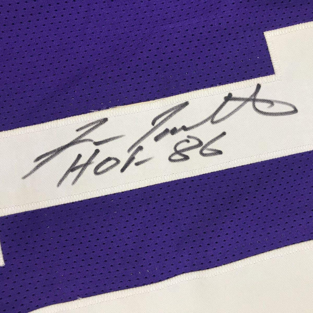 autographed-signed-fran-tarkenton-hof-86-minnesota-purple-football-jersey-jsa-coa