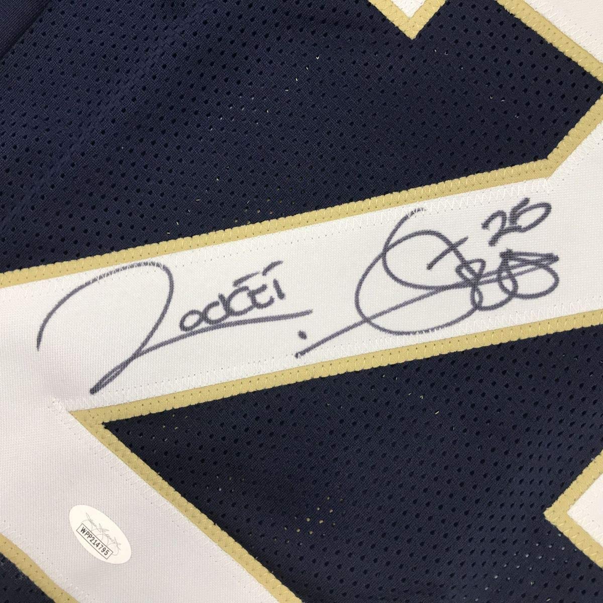 autographed-signed-raghib-ismail-rocket-notre-dame-blue-college-football-jersey-jsa-coa