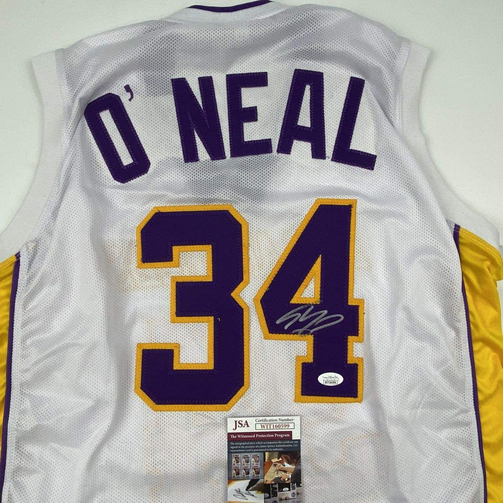 autographed-signed-shaquille-shaq-oneal-los-angeles-la-white-basketball-jersey-jsa-coa