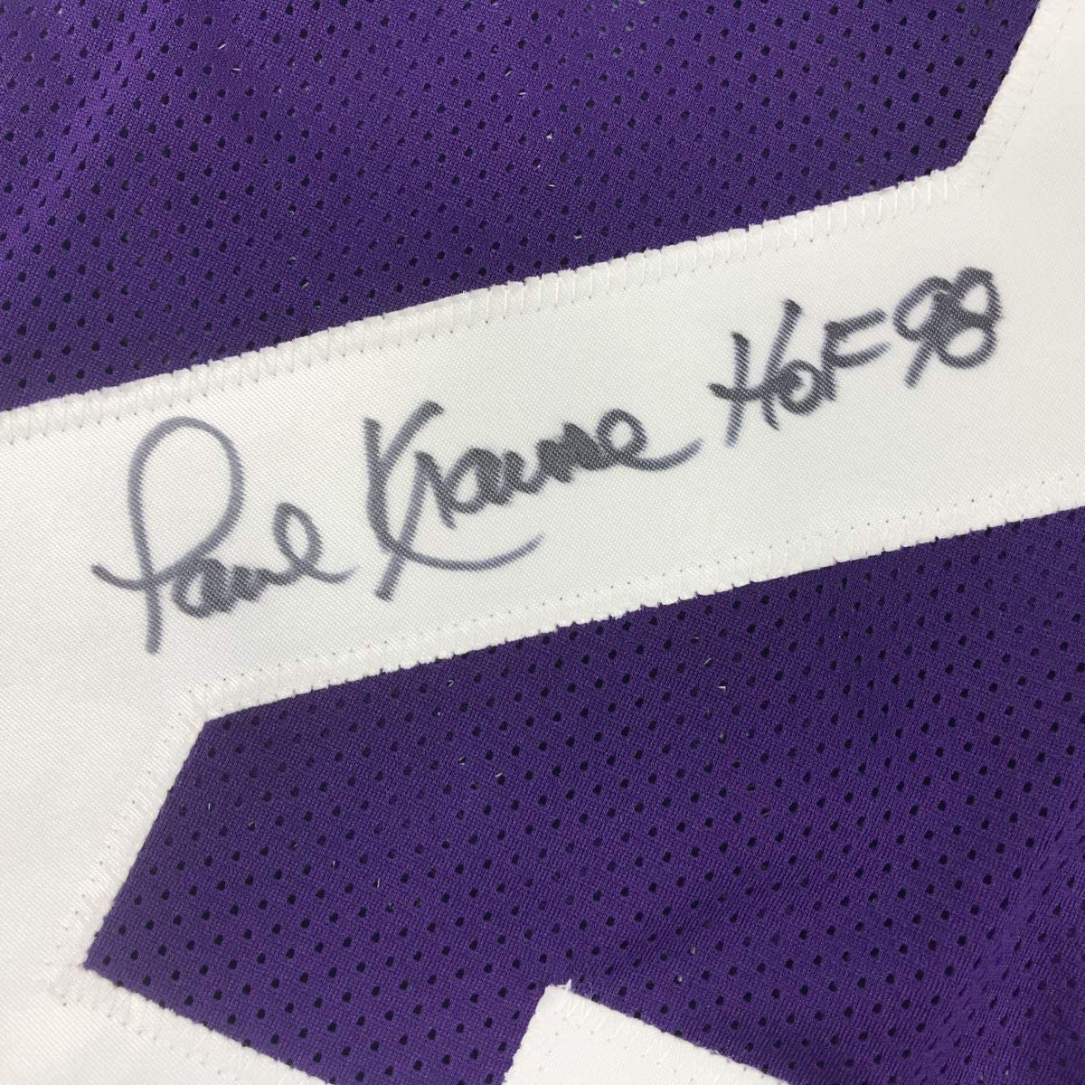 autographed-signed-paul-krause-hof-98-minnesota-purple-football-jersey-jsa-coa
