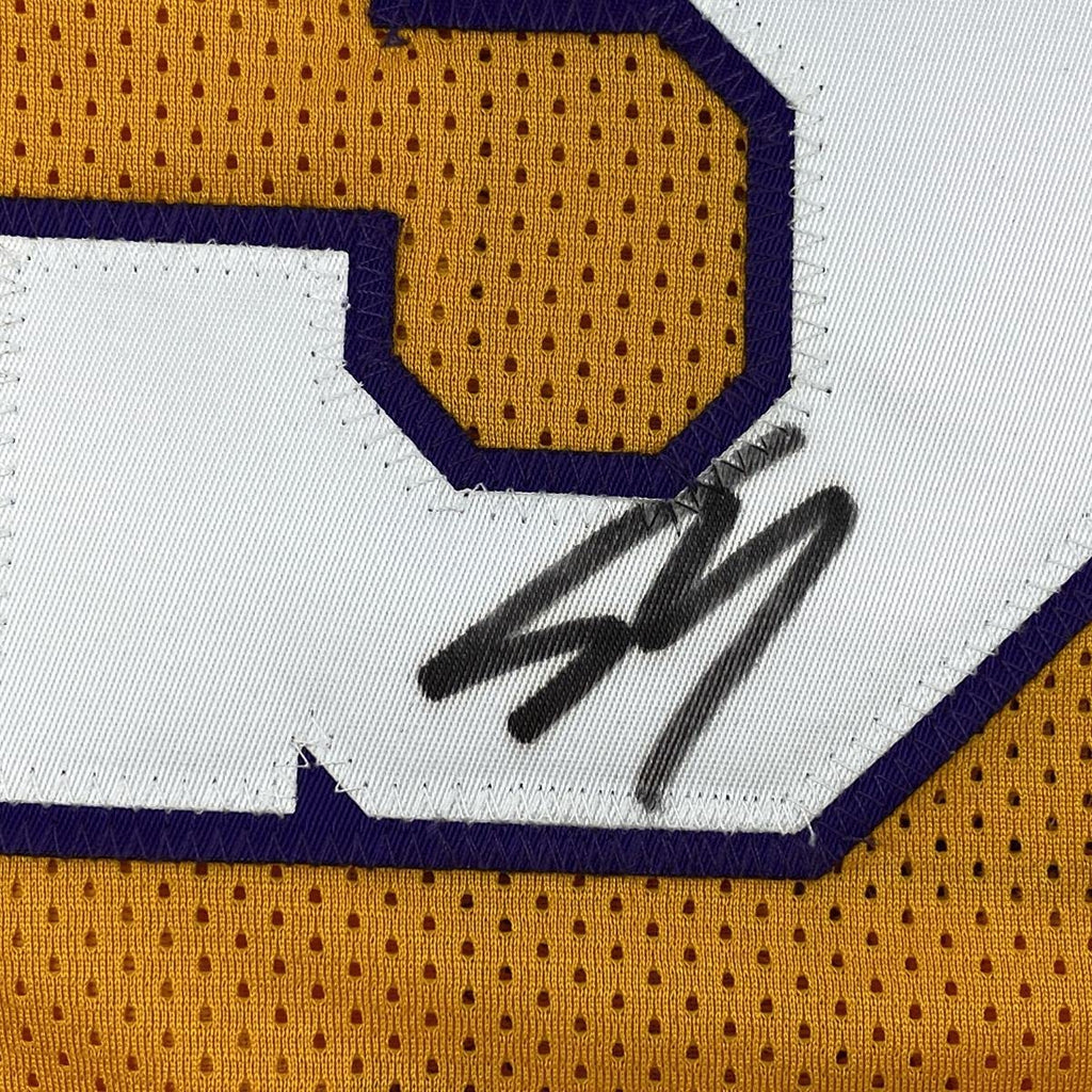 autographed-signed-shaquille-shaq-oneal-los-angeles-la-yellow-basketball-jersey-beckett-bas-coa