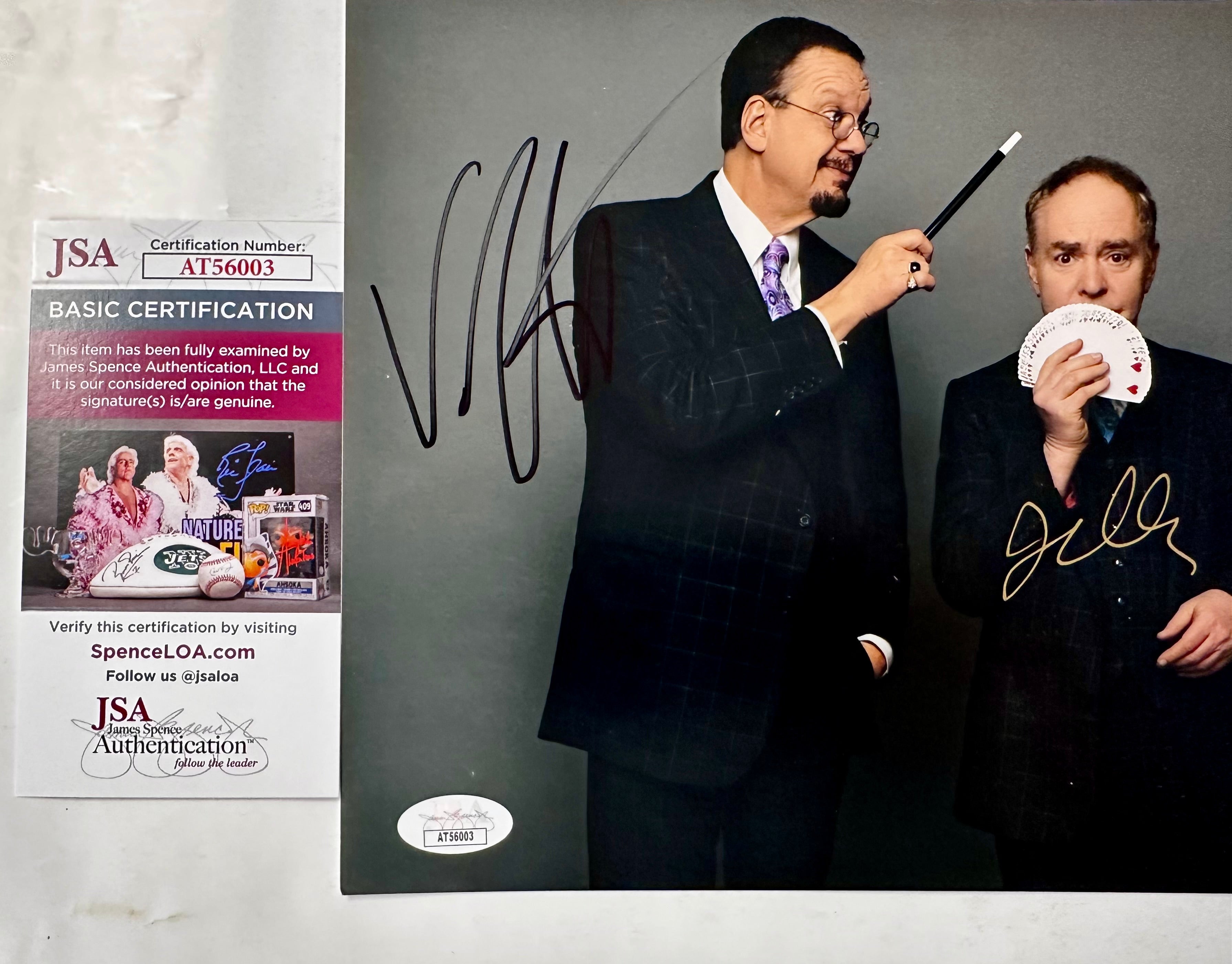 Penn & Teller Signed Entertainer Comedy Vegas Magician 8x10 Photo With JSA COA