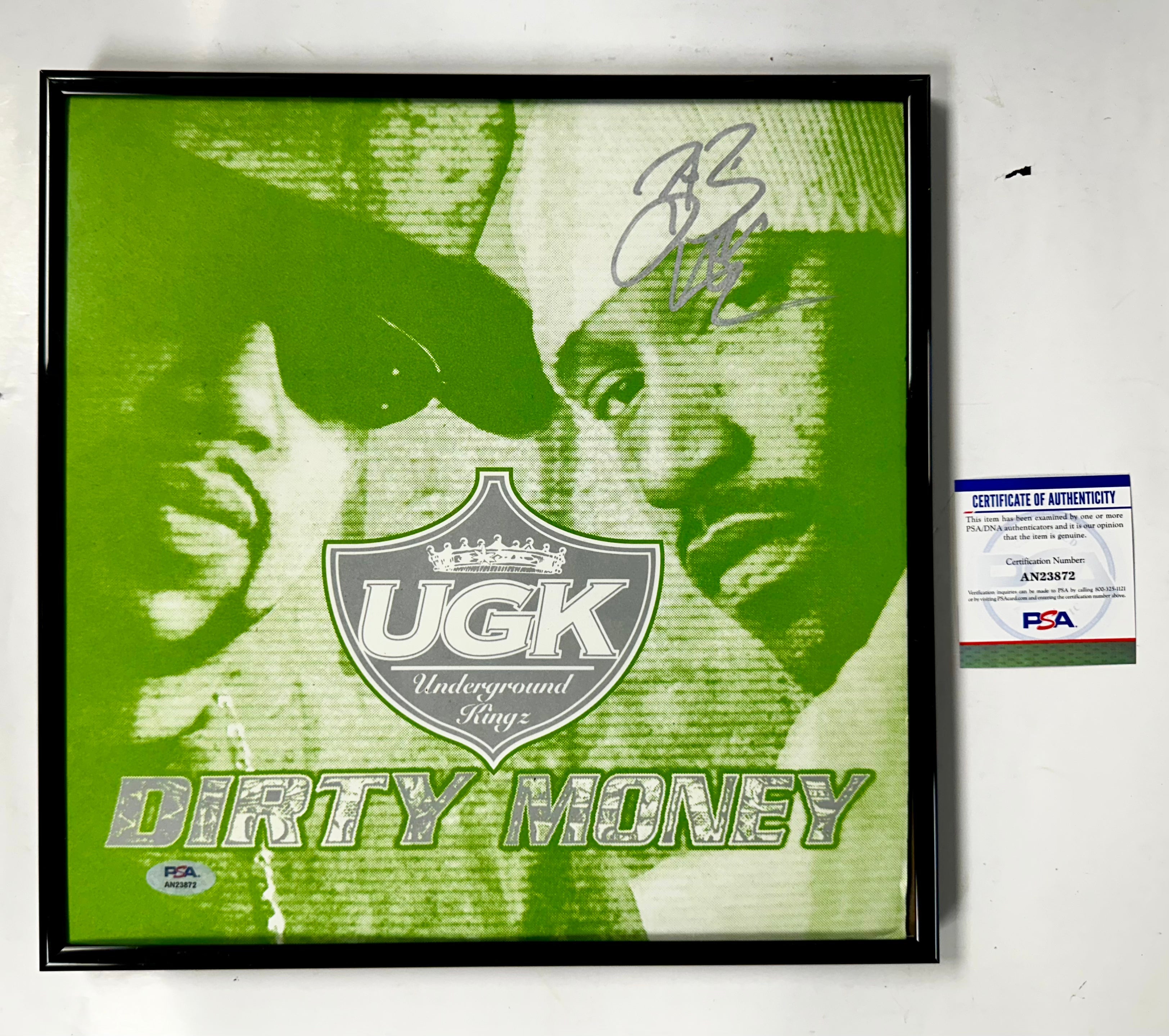 bun-b-autographed-signed-framed-ugk-dirty-money-vinyl-with-psa-dna-coa-choppin