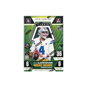 2025-panini-mosaic-football-6-pack-blaster-box-mosaic-orange-parallels-green-box