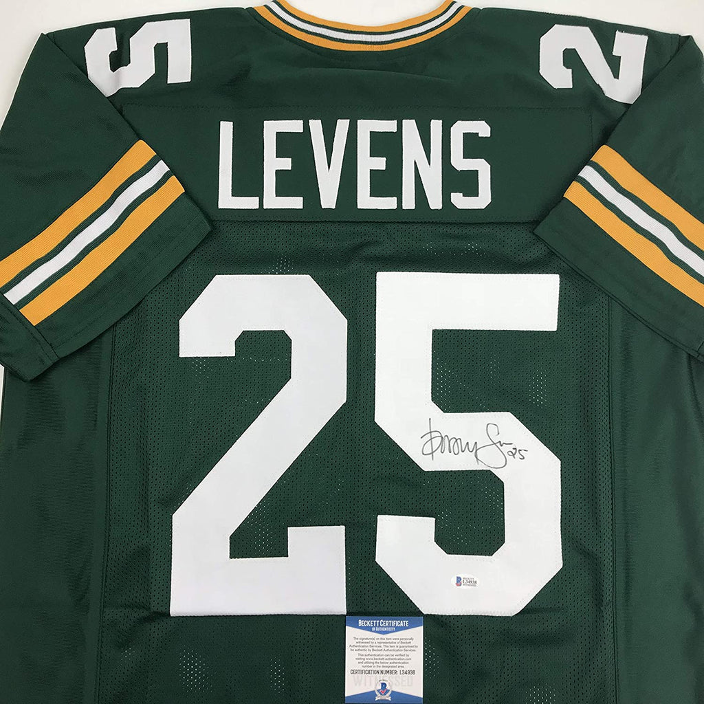 autographed-signed-dorsey-levens-green-bay-green-football-jersey-beckett-bas-coa