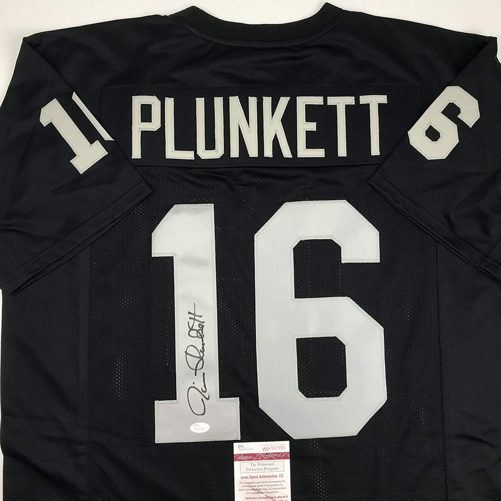 autographed-signed-jim-plunkett-oakland-black-football-jersey-jsa-coa