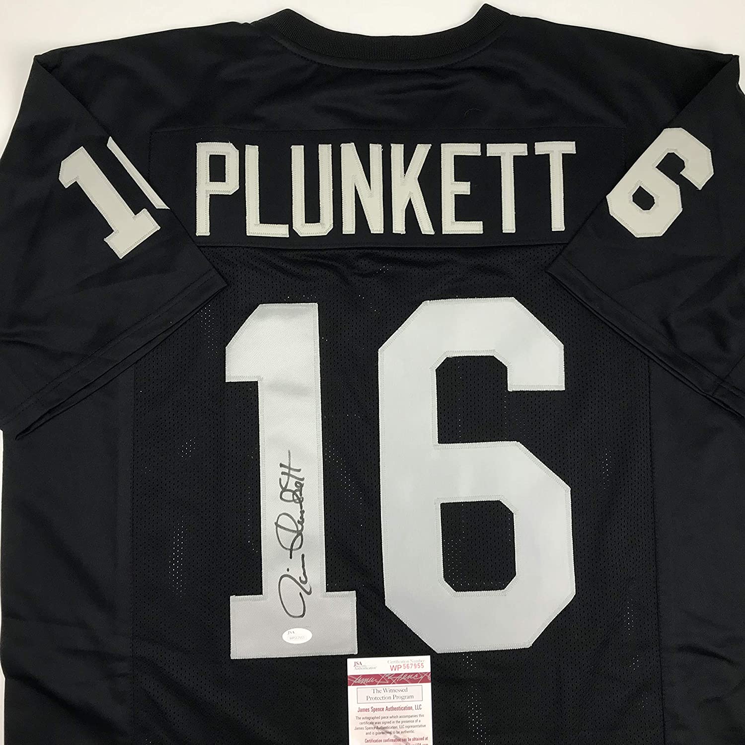 autographed-signed-jim-plunkett-oakland-black-football-jersey-jsa-coa