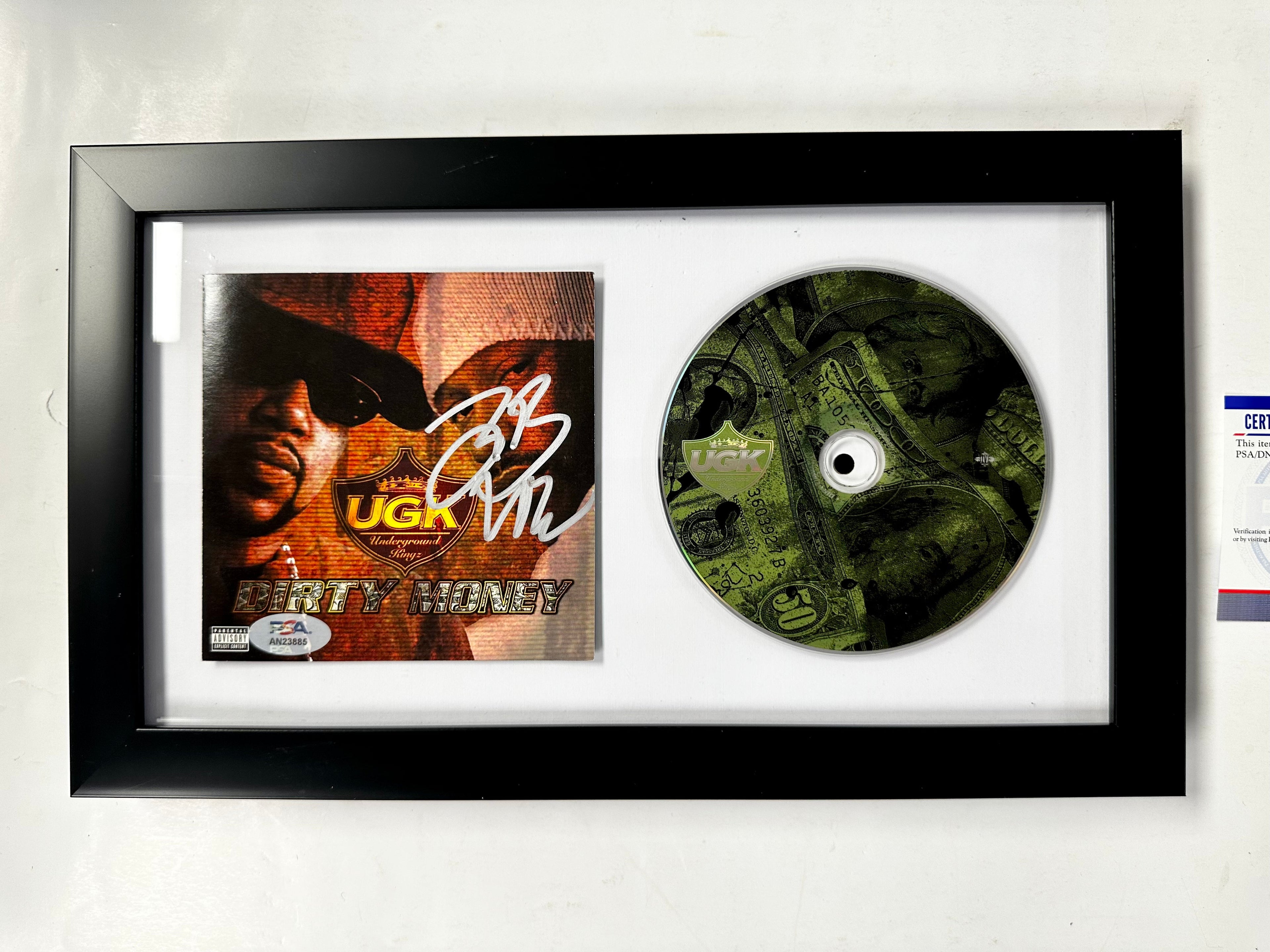 bun-b-signed-ugk-underground-kingz-dirty-money-cd-booklet-framed-with-psa-dna-coa