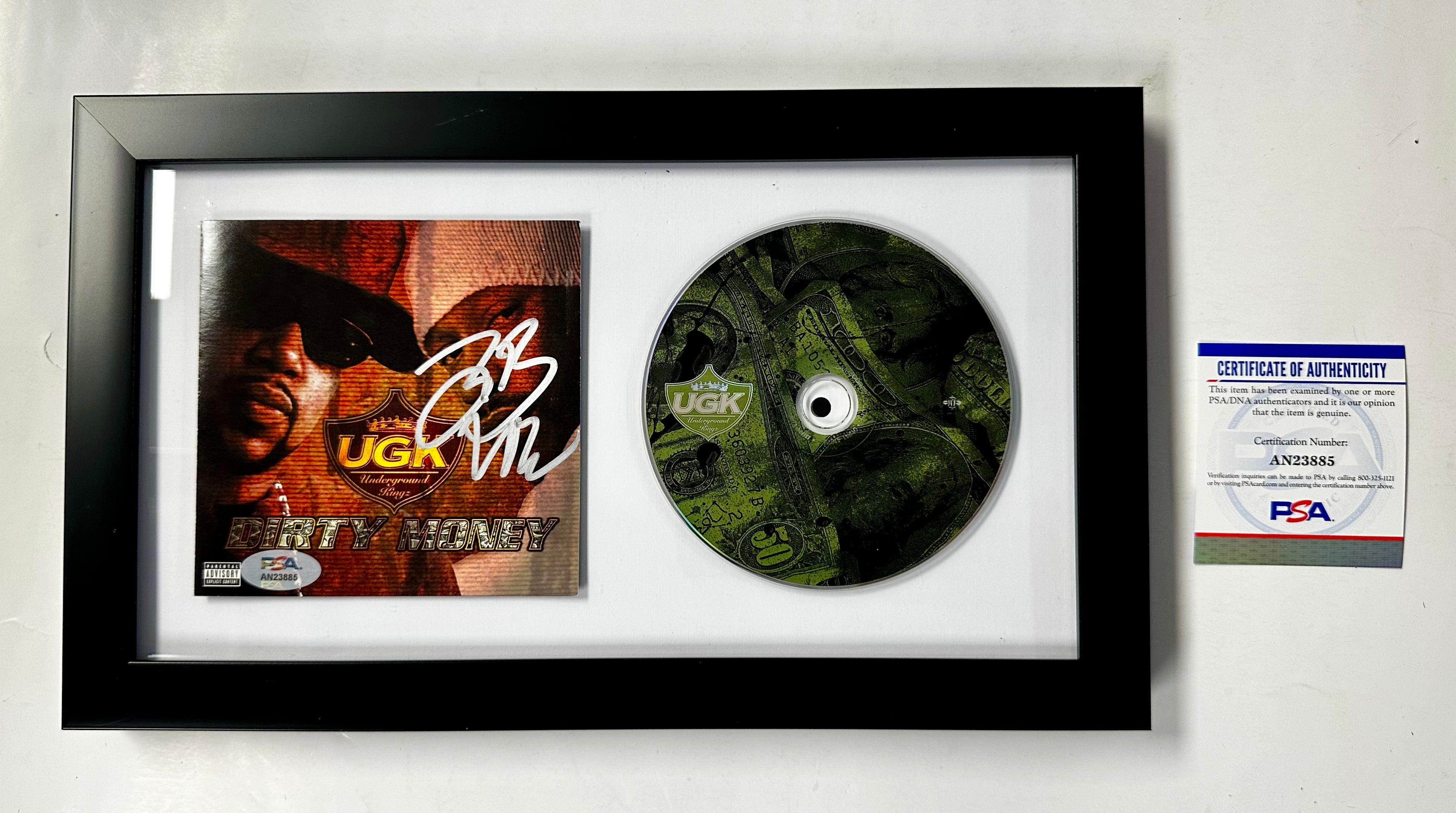 bun-b-signed-ugk-underground-kingz-dirty-money-cd-booklet-framed-with-psa-dna-coa