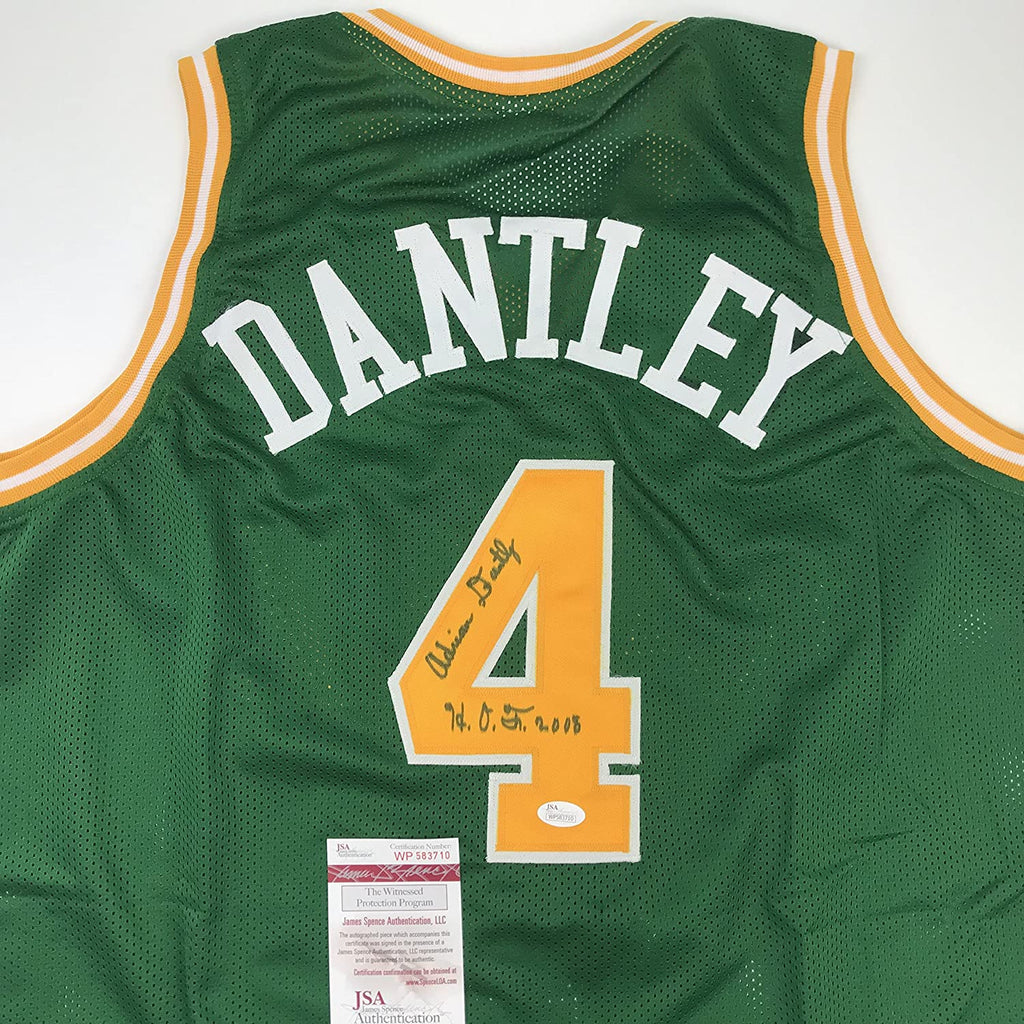 autographed-signed-adrian-dantley-hof-2008-utah-green-basketball-jersey-jsa-coa