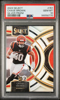 Graded 2023 Panini Select Chase Brown #151 Silver Prizm Rookie RC Football Card PSA 10 Gem Mint