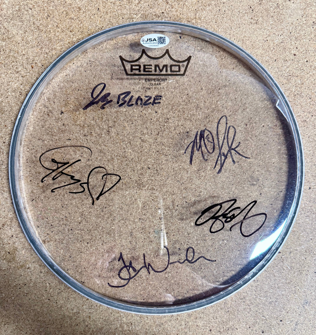 band-the-elevaters-autographed-signed-remo-drumhead-jsa-coa-jackson-blaze-link
