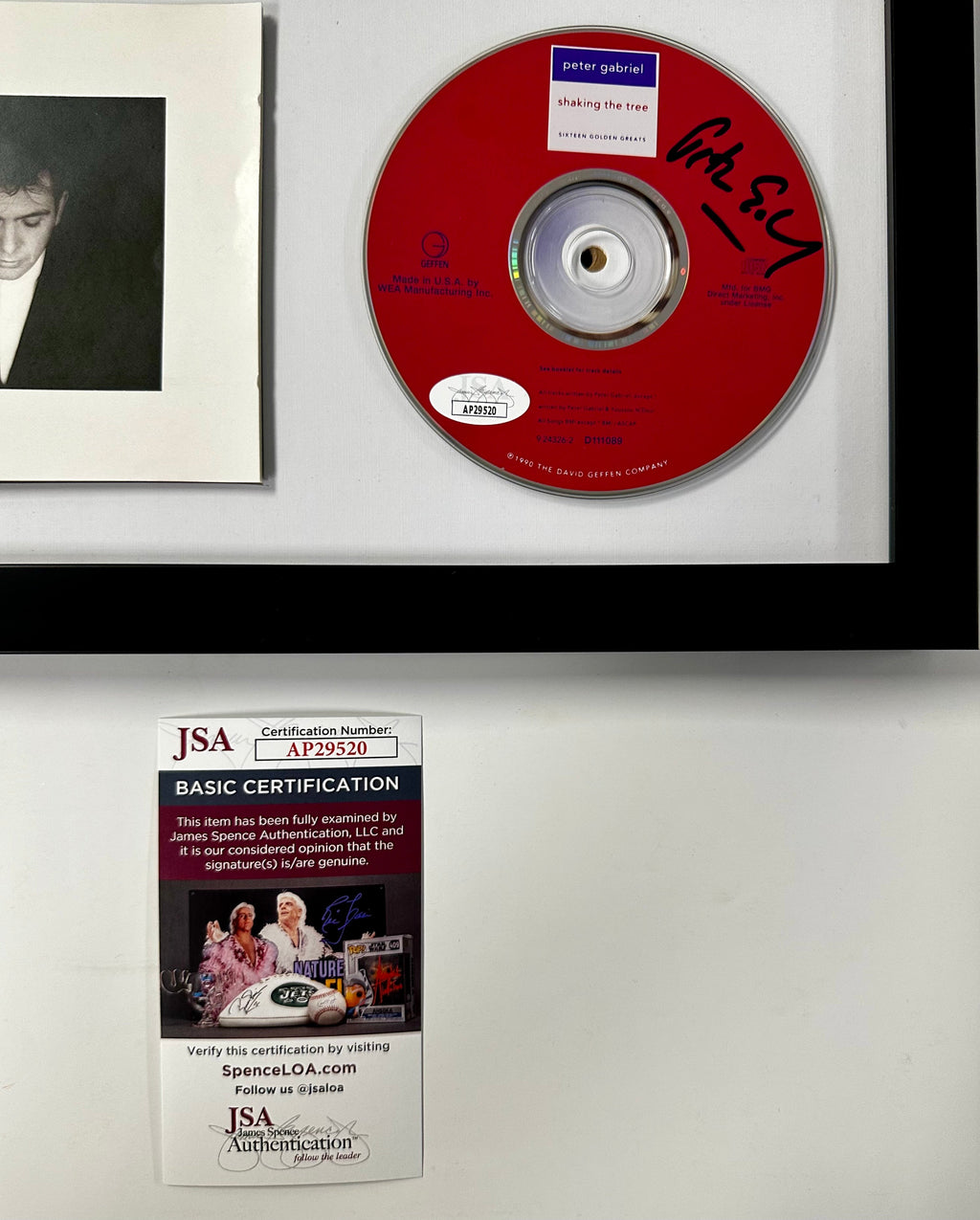 Framed Peter Gabriel Signed Shaking The Tree CD Booklet With JSA COA Genesis